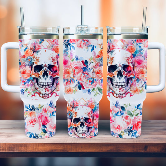 Skull & Roses - 40oz Stainless Steel Tumbler