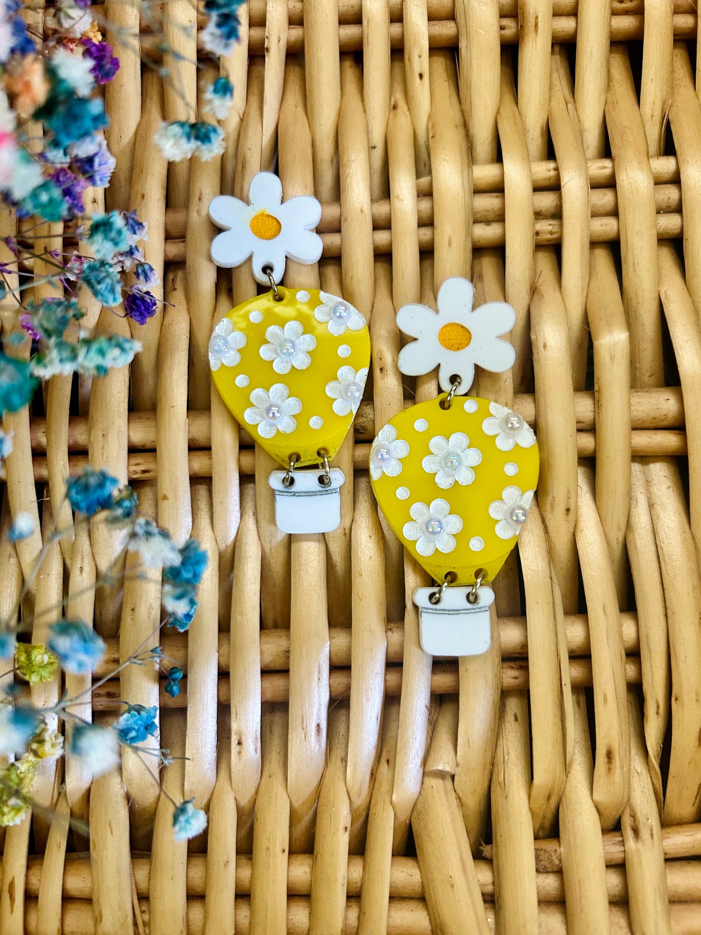 Whimsical Floral Hot Air Balloon Earrings