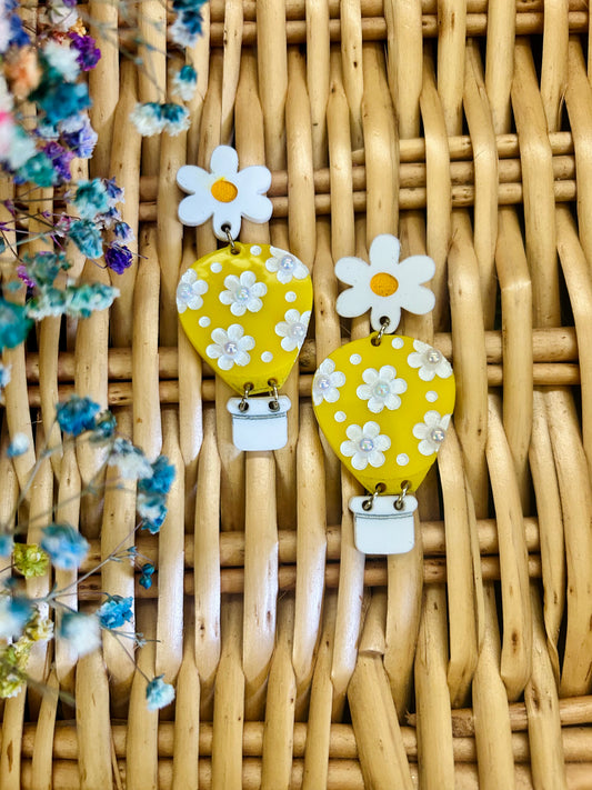 Whimsical Floral Hot Air Balloon Earrings