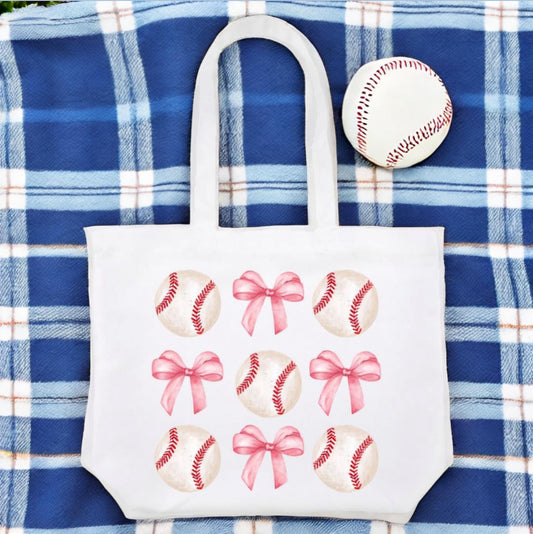 Baseball Coquette Pattern Tote Bag