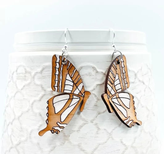 Butterfly Laser Cut Wood Earrings