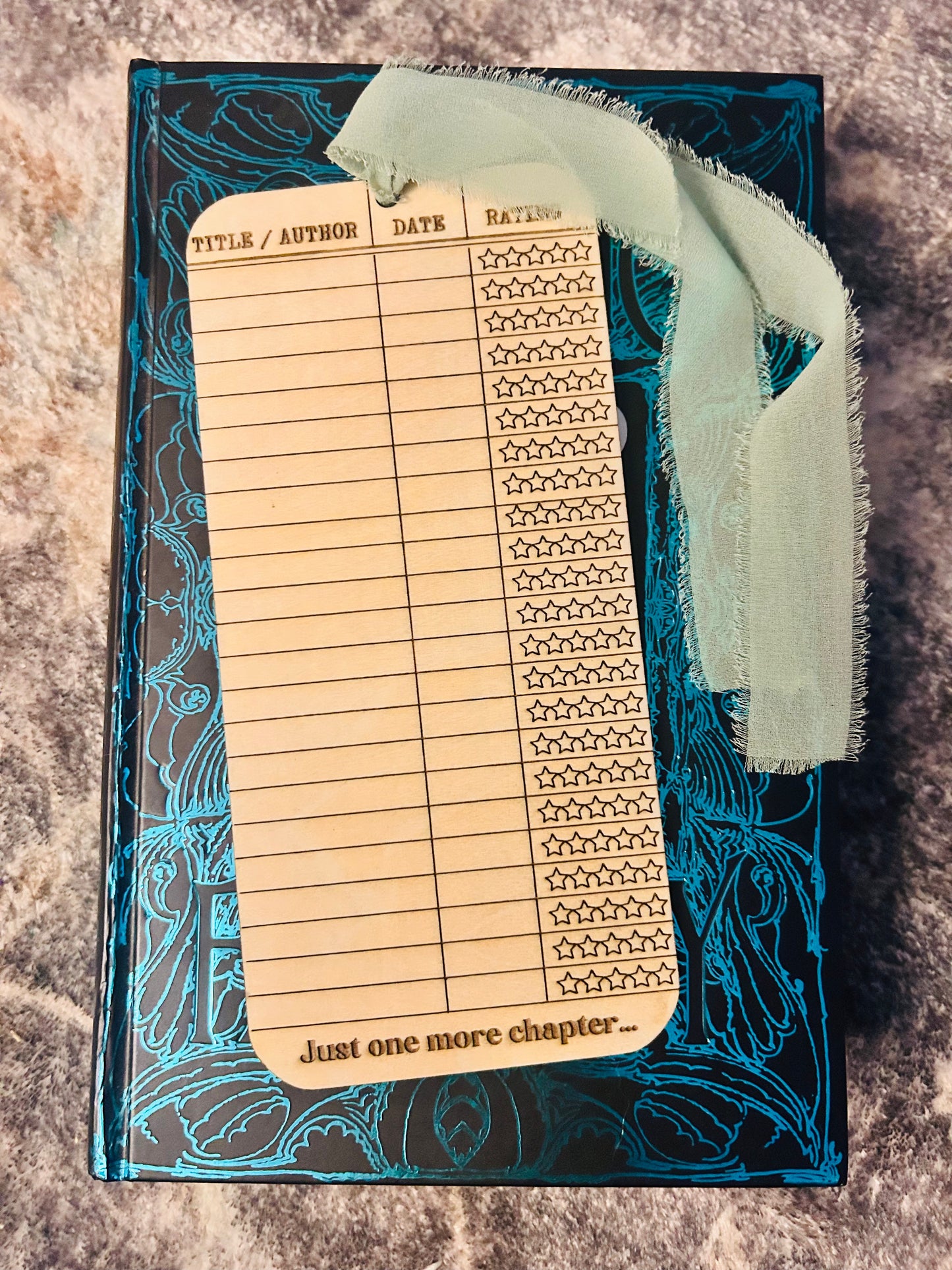 Reading Log Engraved Bookmark with Ribbon