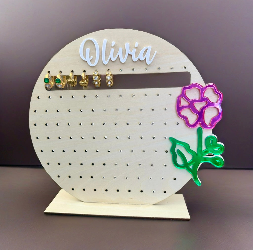 Dainty Floral Personalized Earring Stand