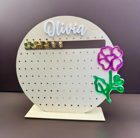 Dainty Floral Personalized Earring Stand