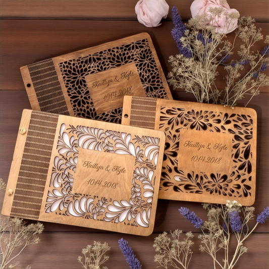 Wooden Wedding Album Signature Guest Book