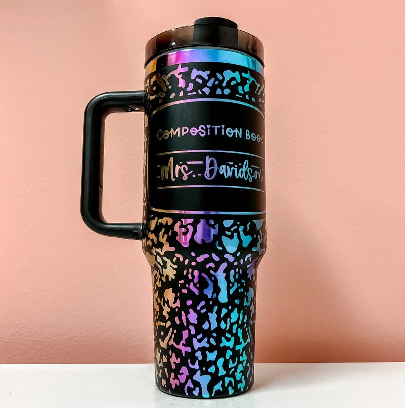 Rainbow Engraved Composition Tumbler - 40oz Stainless Steel