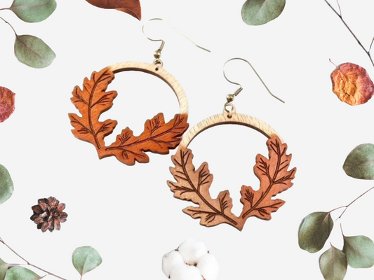 Autumn Leaves Laser Cut Wood Earrings