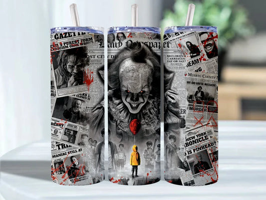 Horror Movie IT Themed Halloween Tumbler - 20oz Stainless Steel