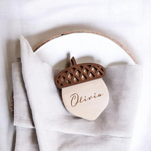 Acorn Thanksgiving Autumn Place Card for Weddings, Holidays, Dinner Parties