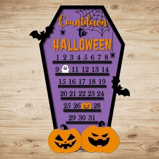 Countdown To Halloween Sign Spooky Ghosts Pumpkins & Bats