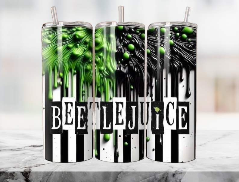 Beetlejuice Movie Themed Halloween Tumbler - 20oz Stainless Steel