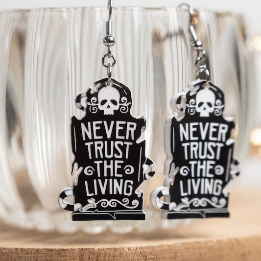 Beetlejuice Never Trust The Living Laser Cut Wood Earrings