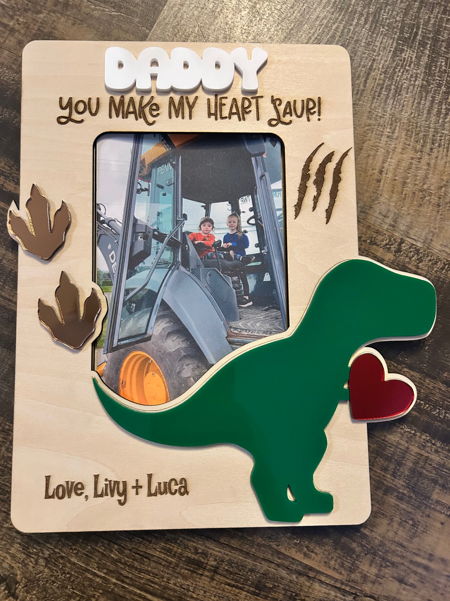 You Make My Heart ‘Saur Dino Photo Frame Magnet - Small or Extra Large