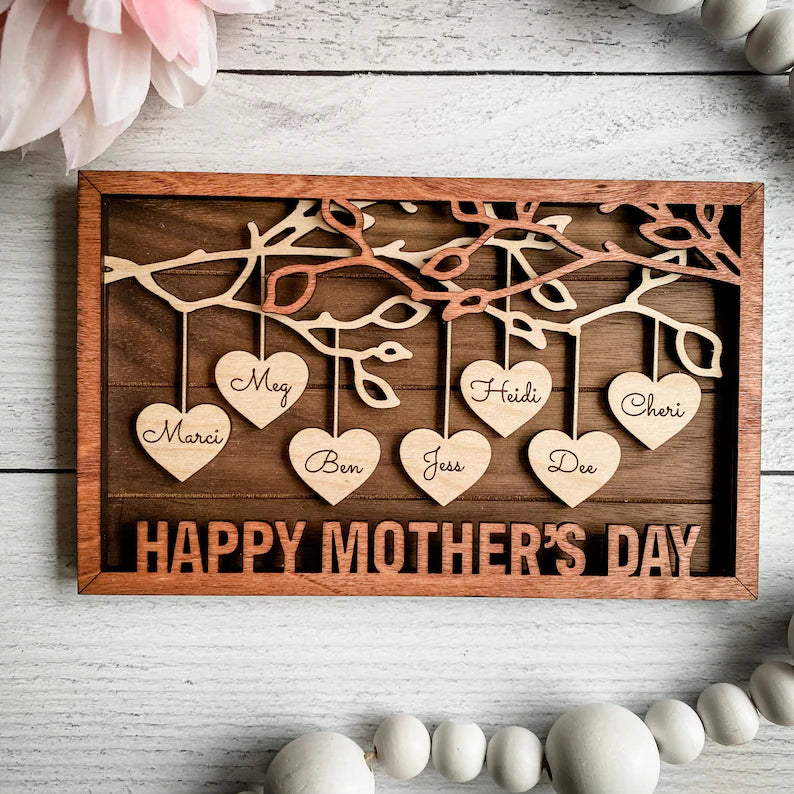 Family Hearts Tree Sign