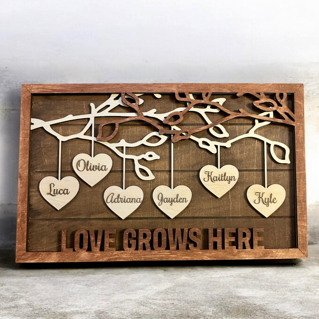 Family Hearts Tree Sign
