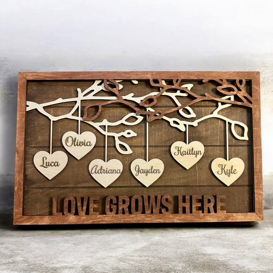 Family Hearts Tree Sign