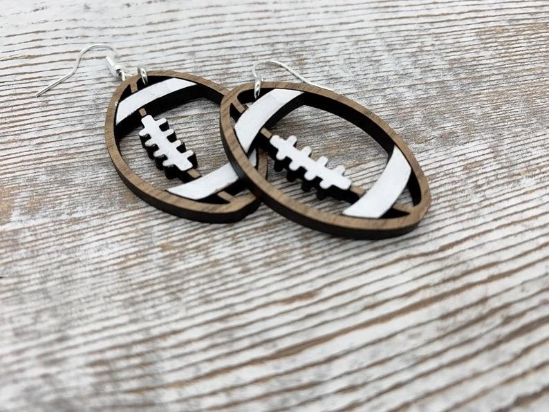 Football Season Laser Cut Wood Earrings