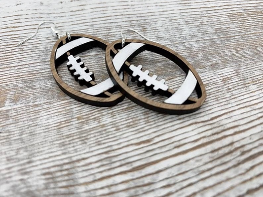 Football Season Laser Cut Wood Earrings