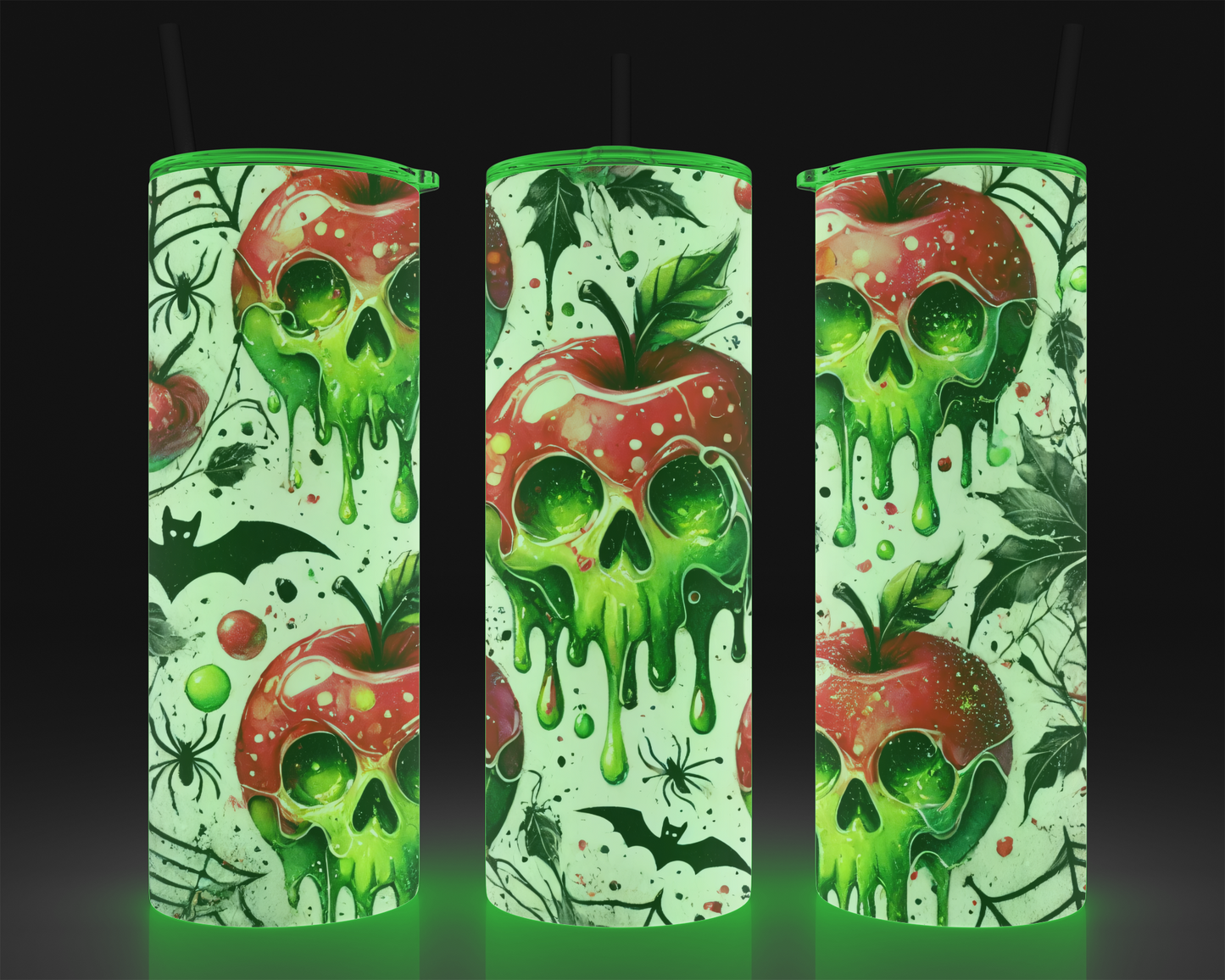 Glow In The Dark Poison Apple Halloween Tumbler - 20oz Stainless Steel