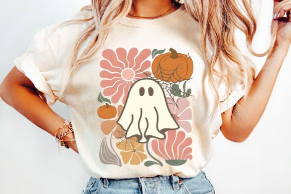 Boho Floral Ghost Halloween Tee