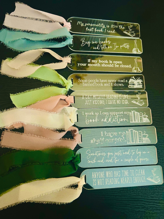 Book Lovers Acrylic Bookmark With Ribbon