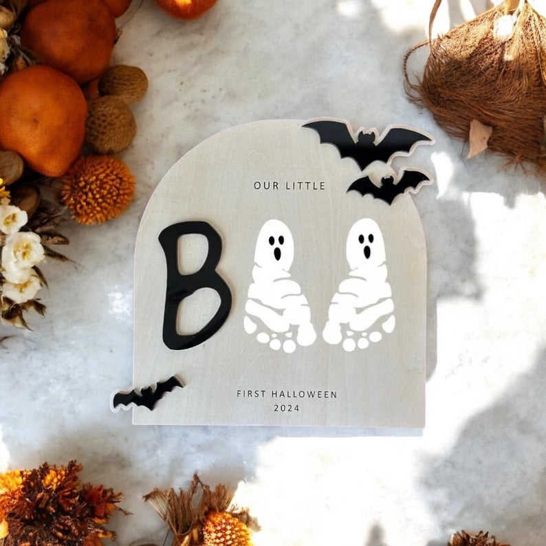 Our Little Boo Footprint Keepsake Halloween Sign