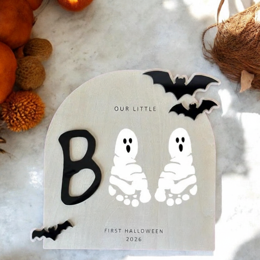 Our Little Boo Footprint Keepsake Halloween Sign