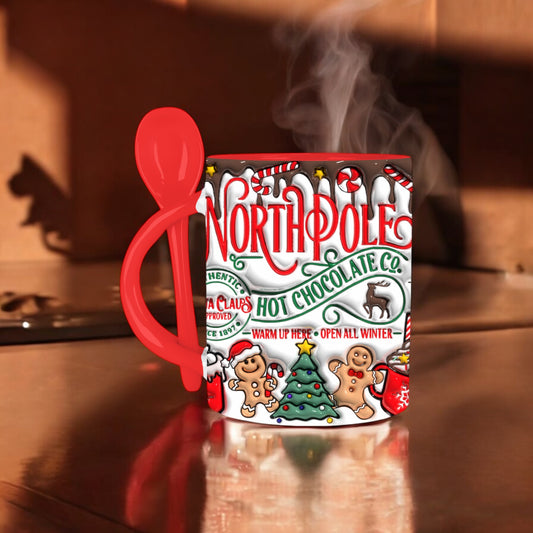 North Pole Hot Chocolate Co. Christmas Mug with Spoon