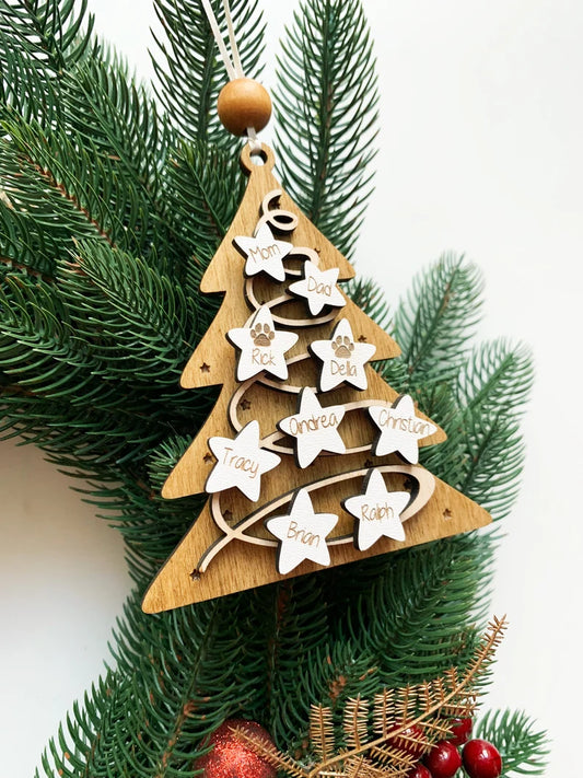 Christmas Tree Laser Cut & Engraved Personalized Christmas Ornament