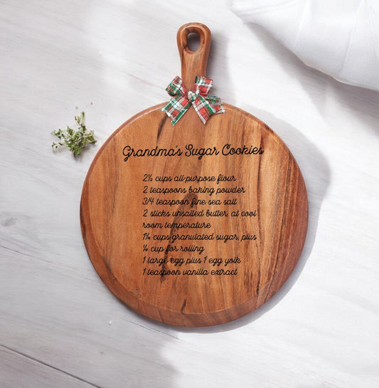 Engraved Handwritten Recipe Serving Paddle Board for Gifting & Decor