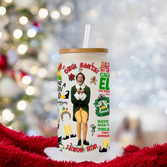 Frosted Christmas Elf Movie  Libbey Glass - 16oz