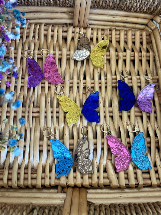 Butterfly Wing Mirror Acrylic Huggie Hoop Earrings
