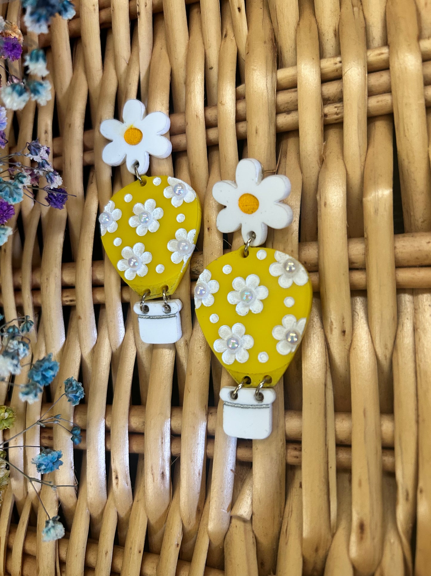 Whimsical Floral Hot Air Balloon Earrings