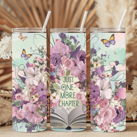 Just One More Chapter Floral Tumbler - Stainless Steel 20oz