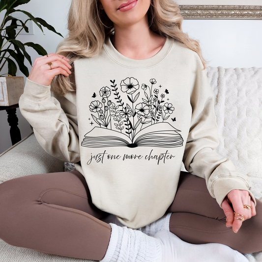 Just One More Chapter Wildflower Book Pullover