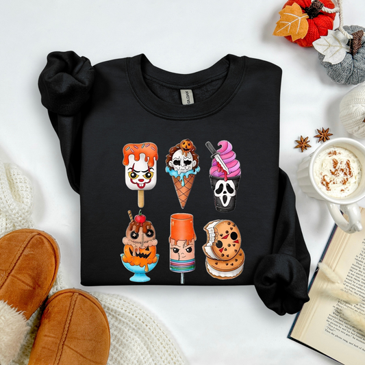 Horror Figures Ice Cream Pullover Sweatshirt