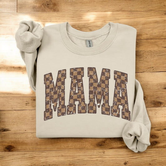 Checkered Mama Pullover Sweatshirt