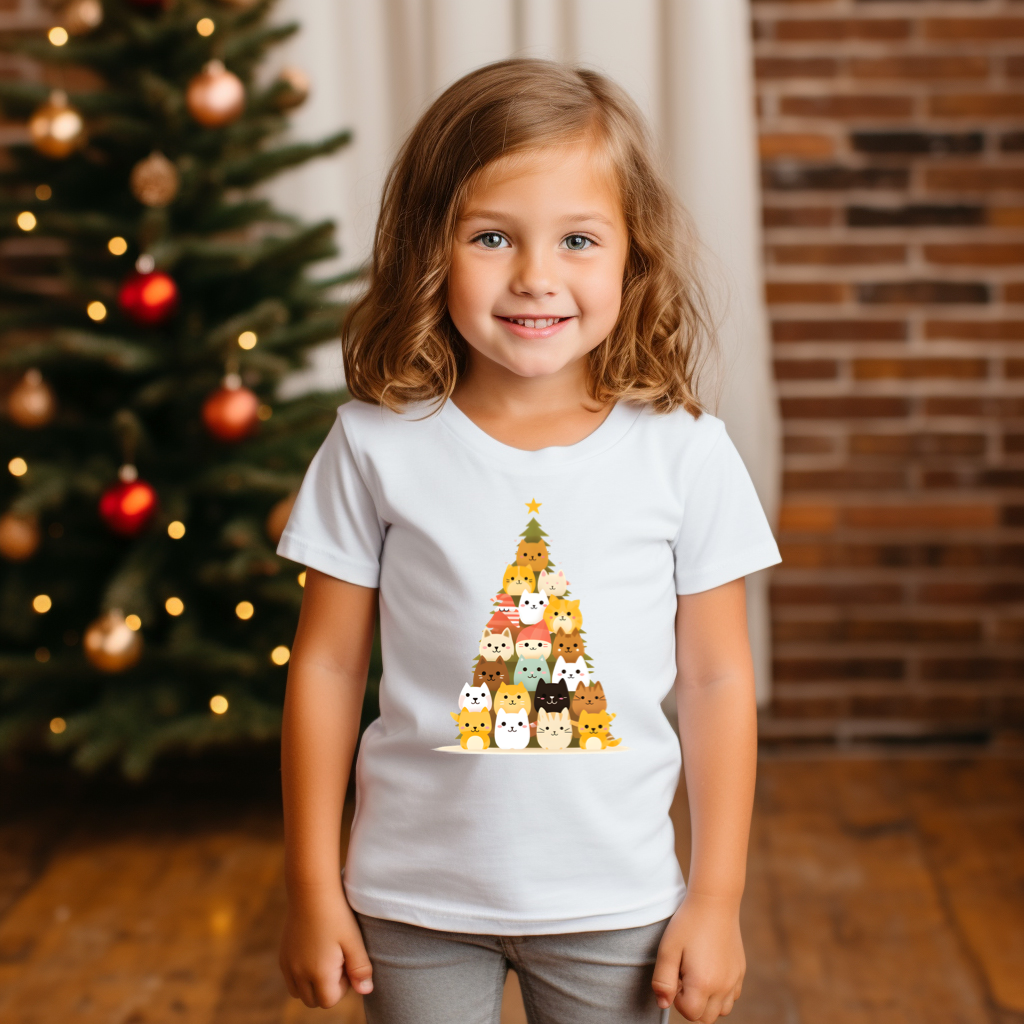 Kitty Christmas Tree Graphic Tee