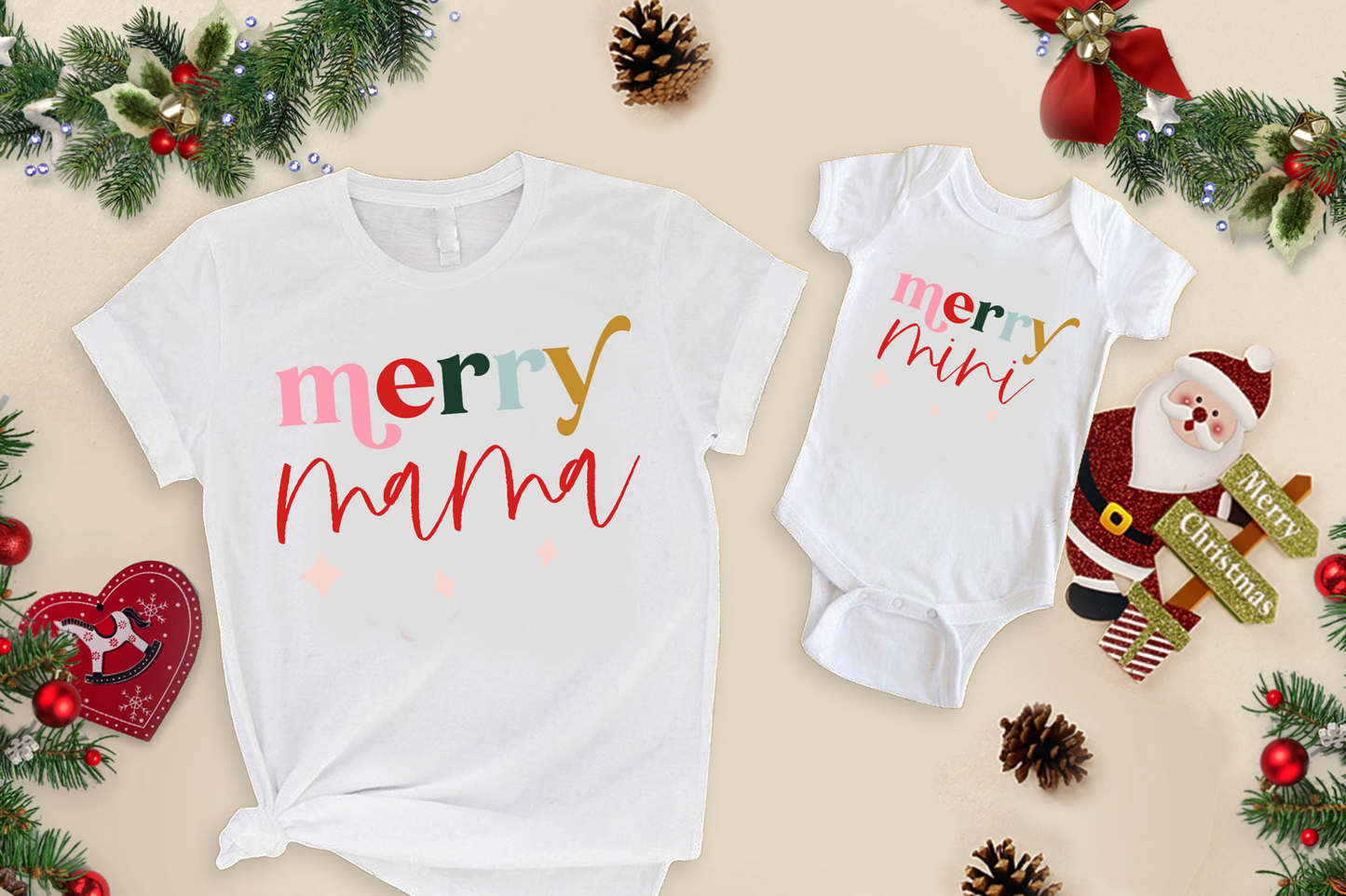 Merry Mama & Merry Mini Matching Tee/Bodysuit