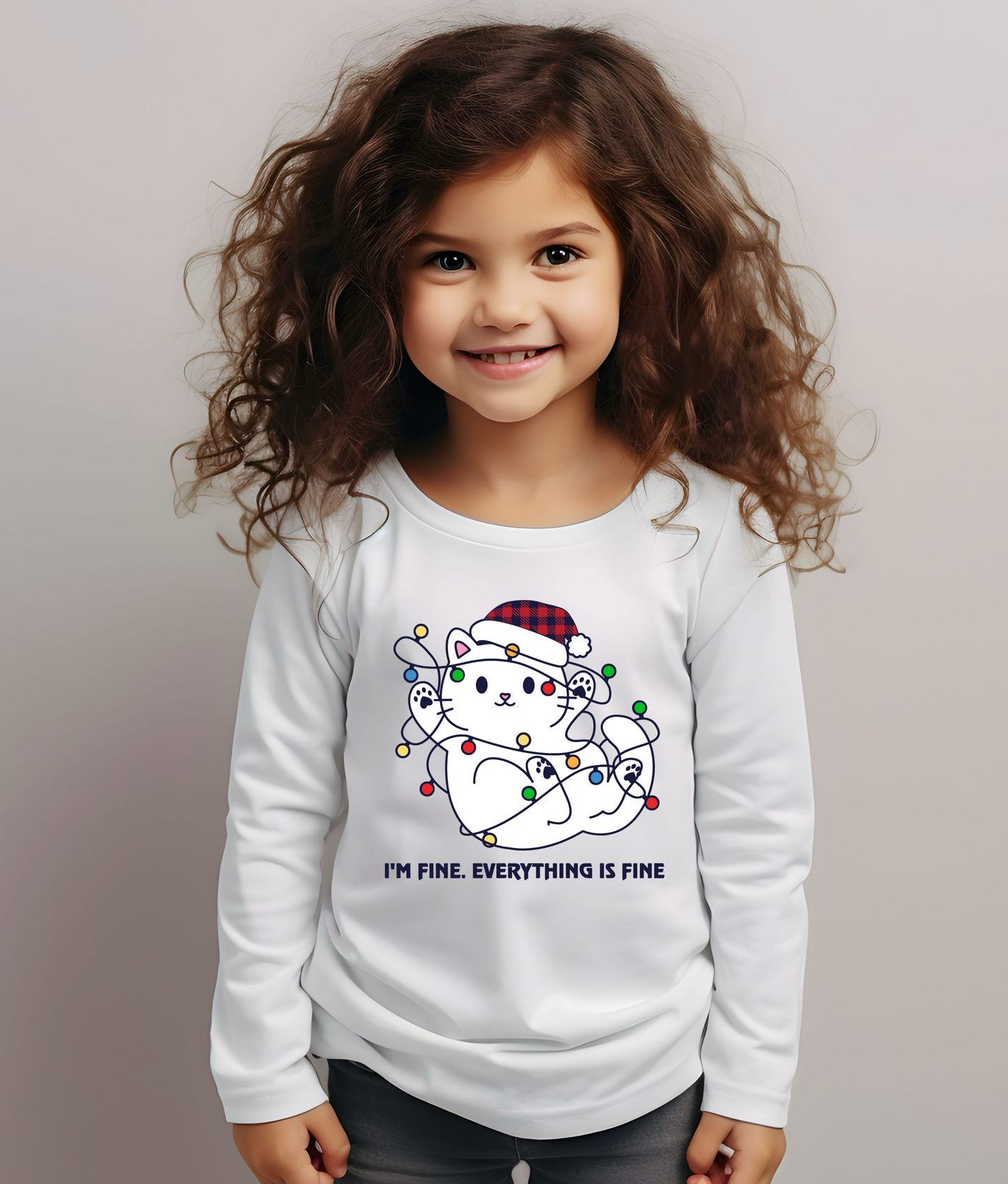 Kitty In Christmas Lights Graphic Tee