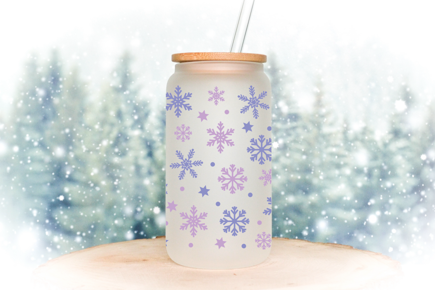 Frosted Snowflakes Libbey Glass - 16oz