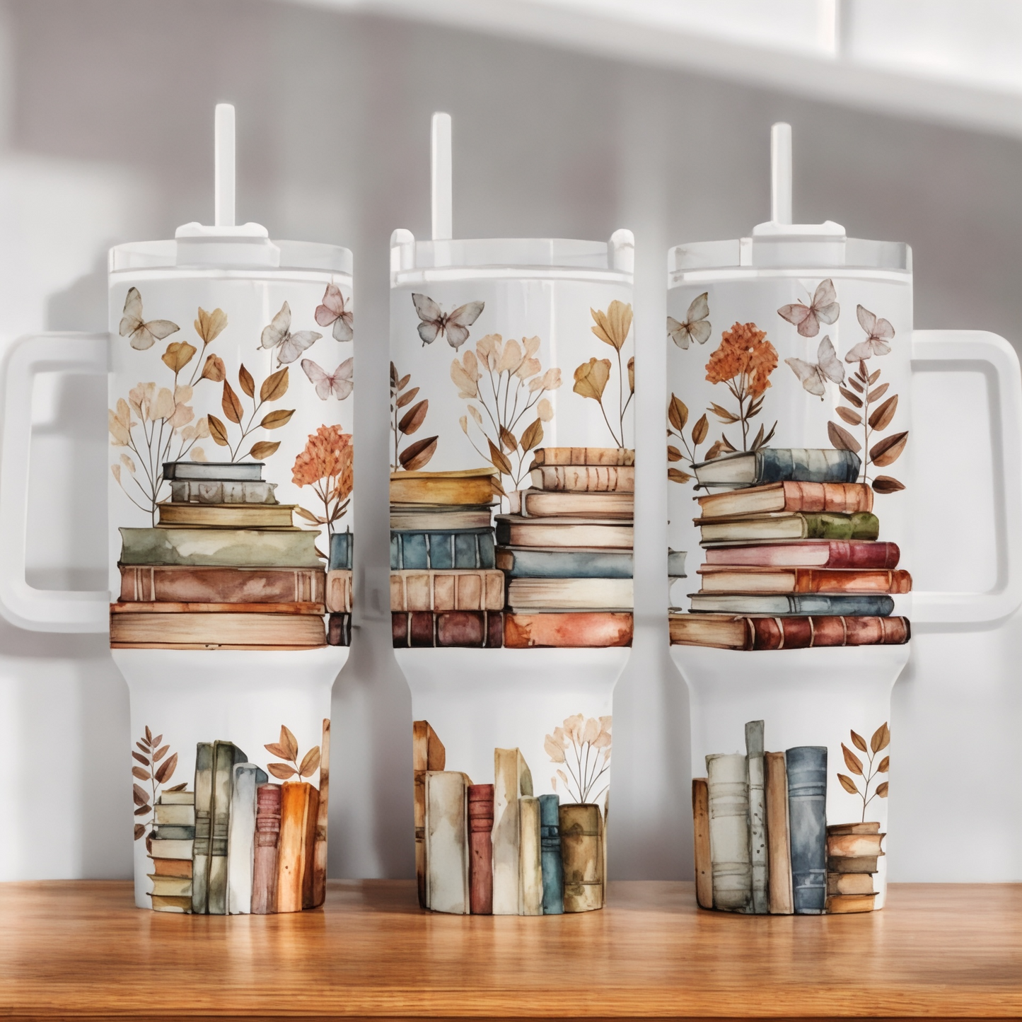 Book Lover | Bookstacks | Florals | Butterflies 40oz Stainless Steel Tumbler