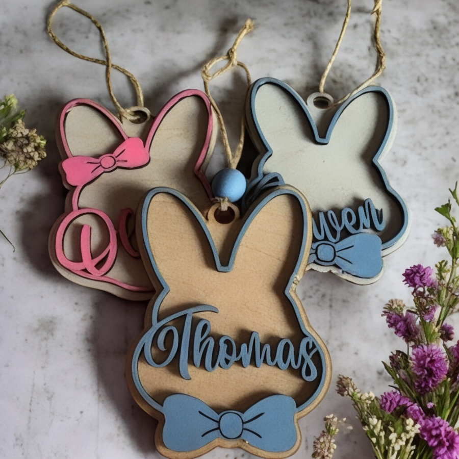 Personalized Easter Bunny Tags - Boy + Girl Bunny Heads