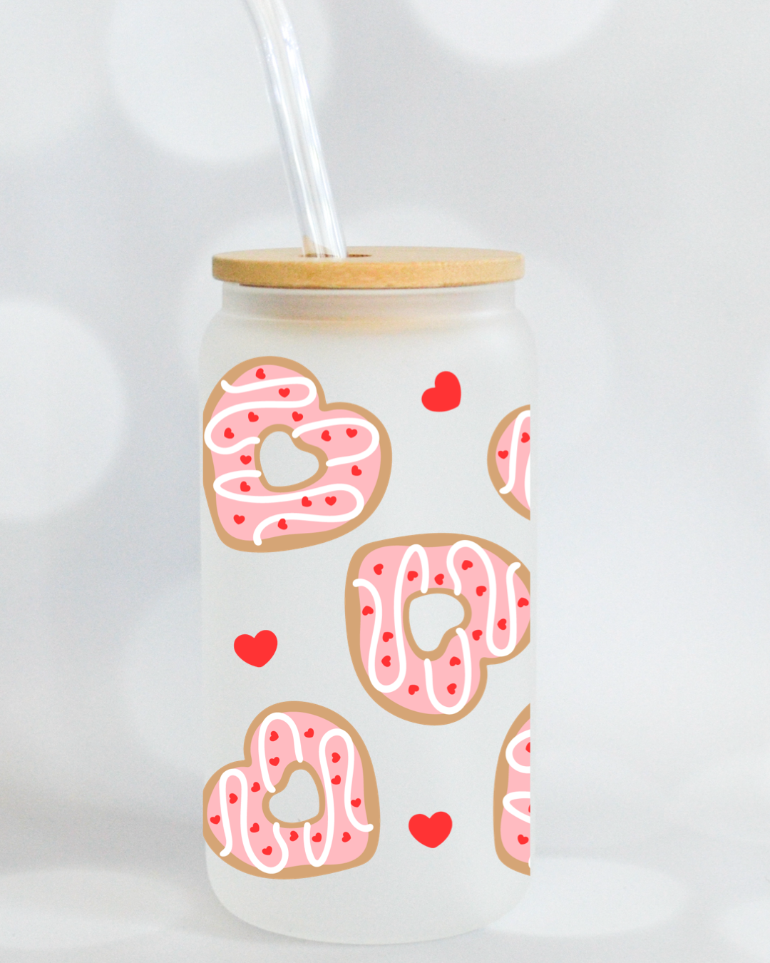 Valentine’s Day Donuts Frosted Libbey Glass - 16oz