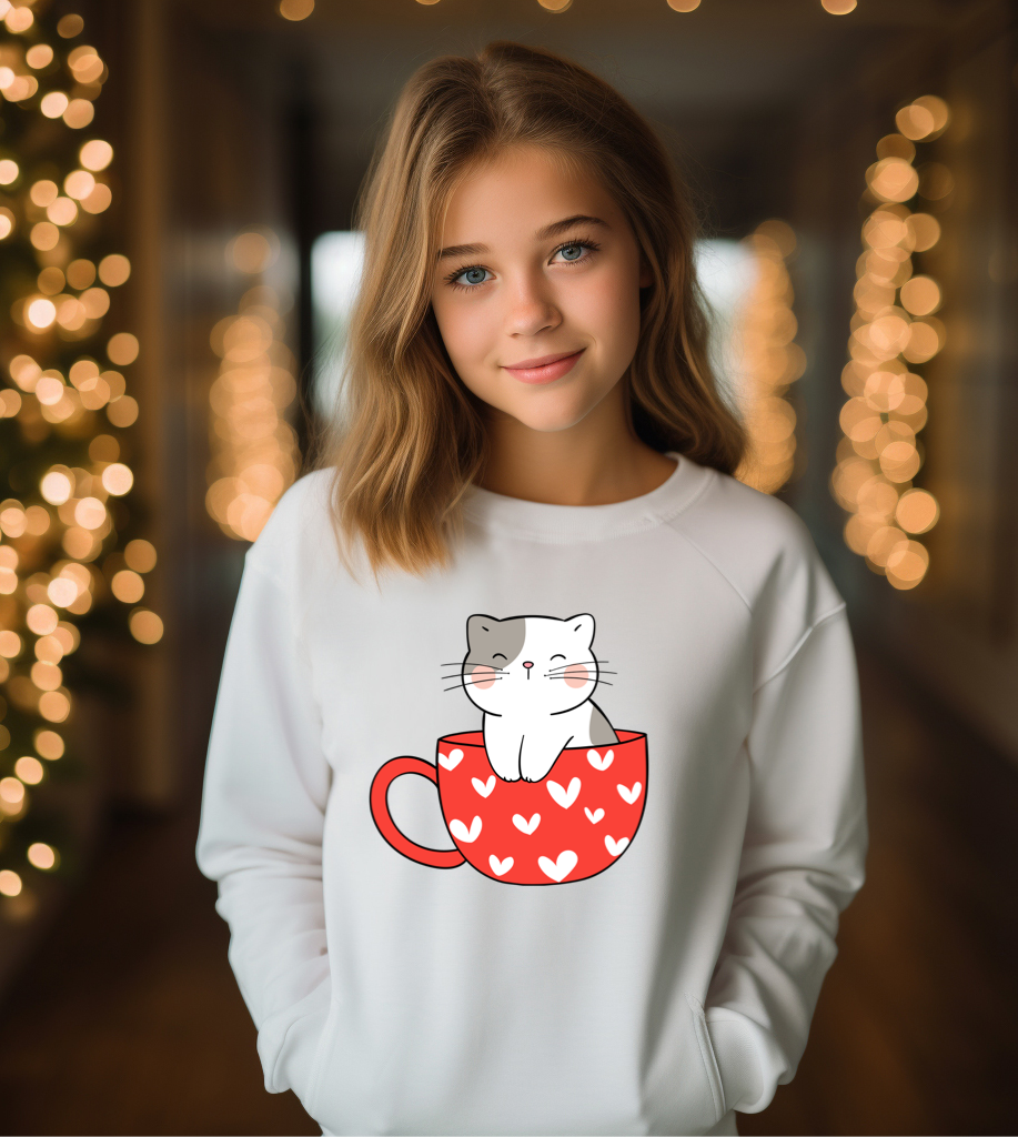 Toddler & Kids’ Kitty in Cup Pullover