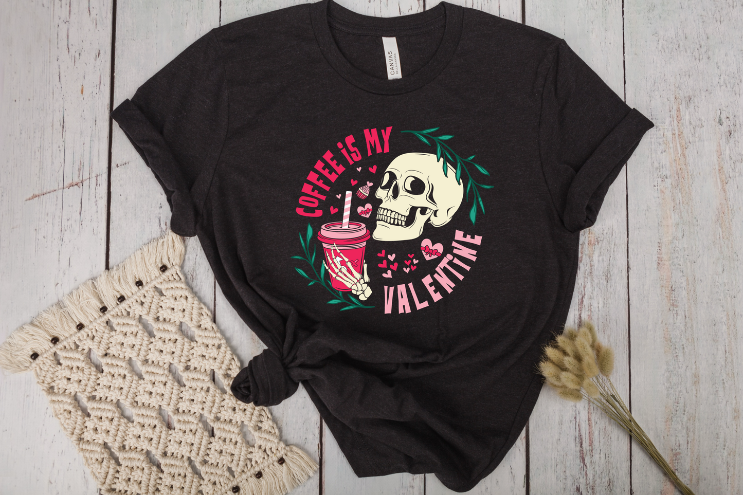 Coffee Is My Valentine Skull Tee