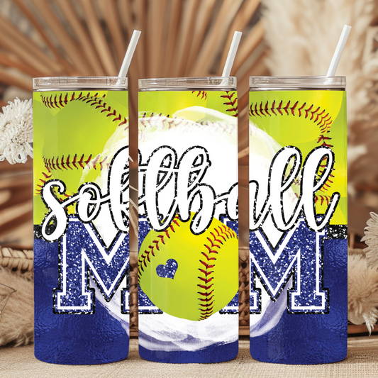 Softball Mom Tumbler Stainless Steel 20oz