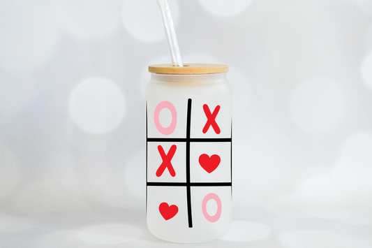 Valentine’s Tic Tac Toe Frosted Libbey Glass - 16oz