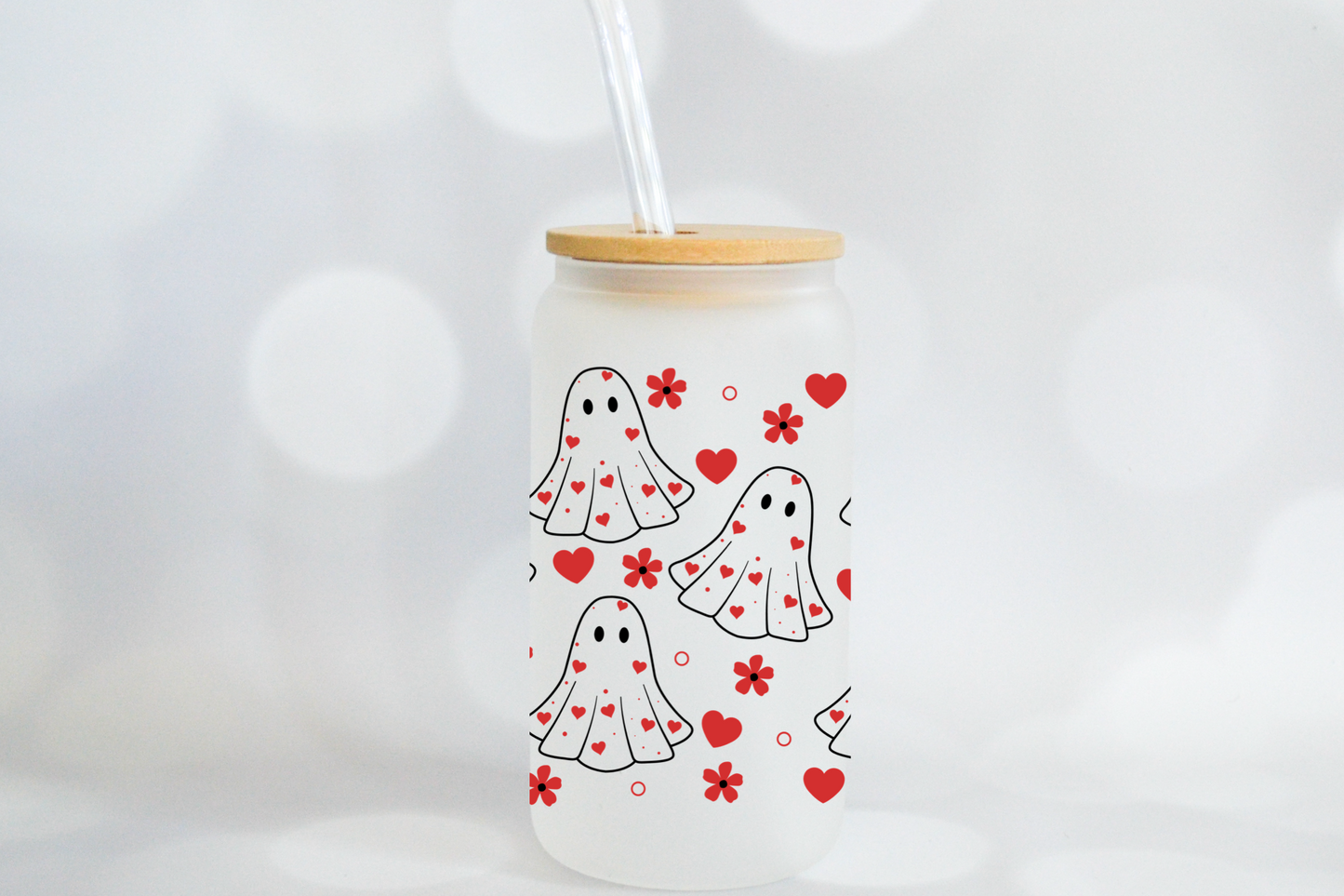 Valentine Ghosties Frosted Libbey Glass - 16oz