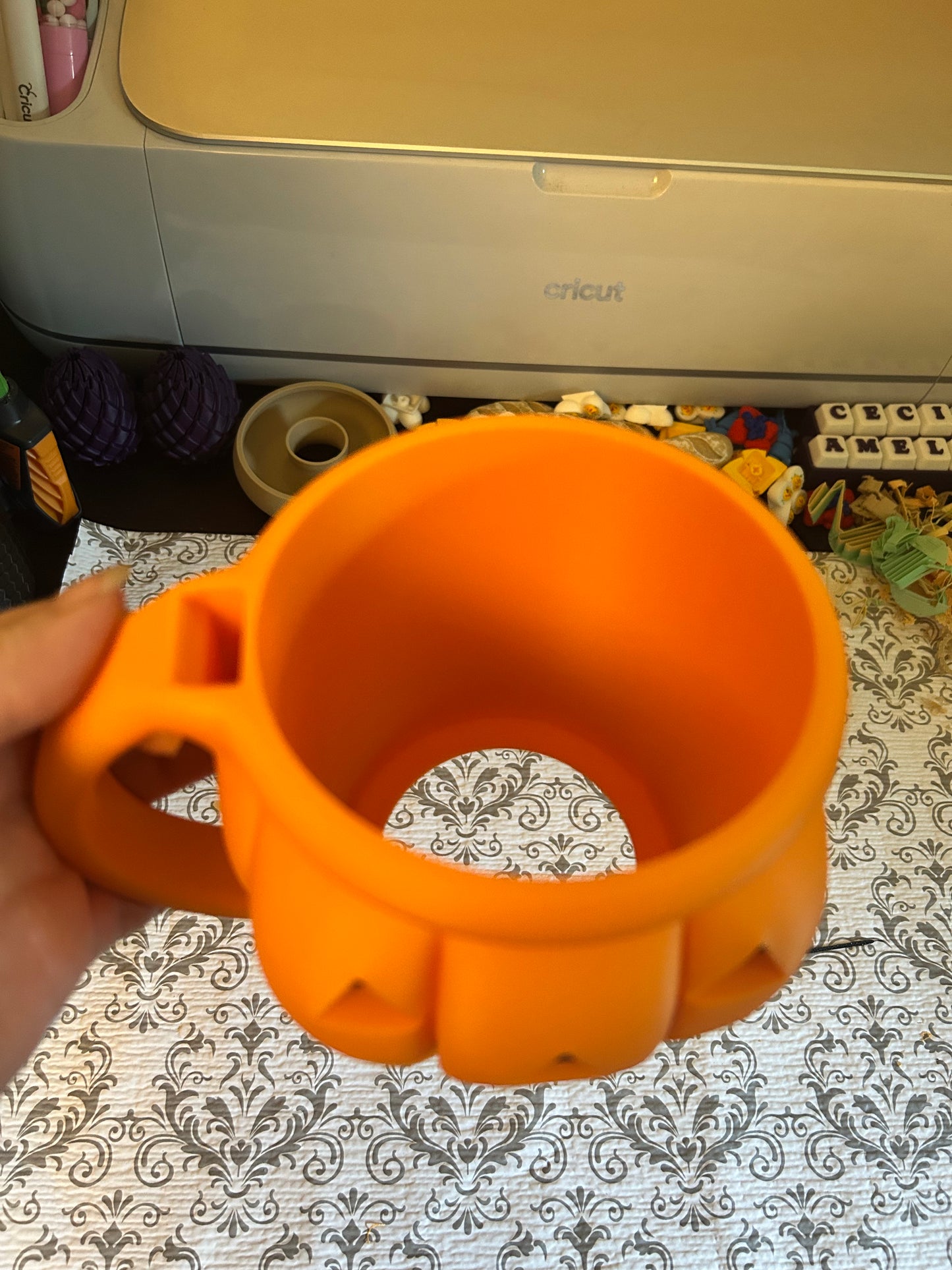 Jack-O-Lantern Ice Cream Pint Holder with Spoon Slot